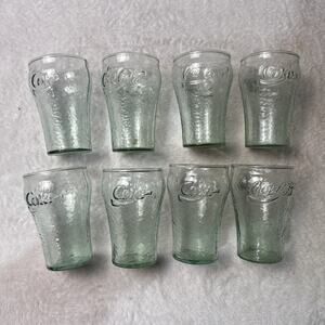 Vtg Lot 1970s Indiana Glass Mini 6 Ounce Coca-Cola Georgia Green Glasses Set 8
